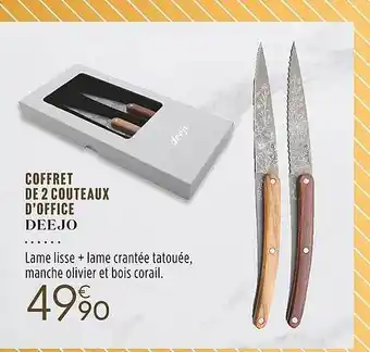 Culinarion Coffret de 2 couteaux d'office deejo offre