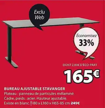 JYSK Bureau ajustable stavanger offre