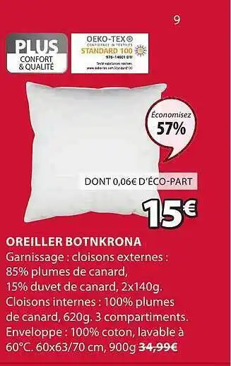 JYSK Oreiller botnkrona offre