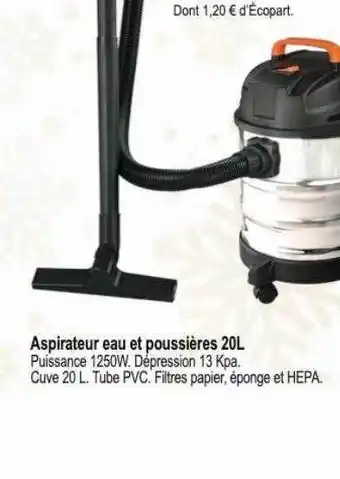 Tridôme Aspirateur eau et poussières 20l offre