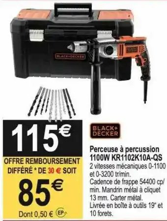 Tridôme Perceuse à percussion 1100w black + decker offre