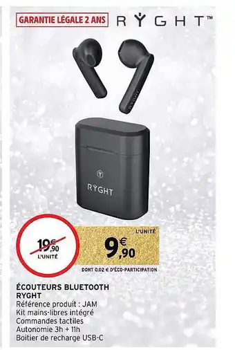 Intermarché Écouteurs bluetooth ryght offre