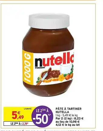 Intermarché Pâte à tartiner nutella offre