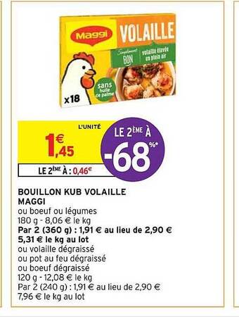 Intermarché Bouillon kub volaille maggi offre
