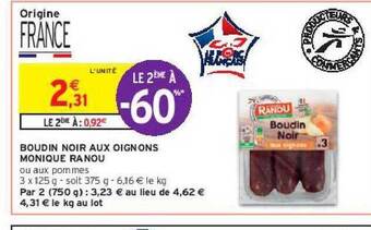 Intermarché Boudin noir aux oignons monique ranou offre