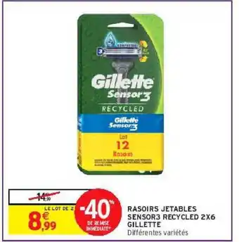 Intermarché Rasoirs jetables sensor3 recycled 2x6 gillette offre