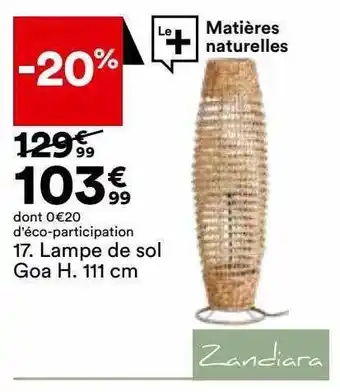 BUT Lampe de sol goa h.111 cm zandiara offre