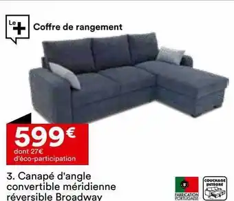 BUT Canapé d'angle convertible méridienne réversible broadway offre