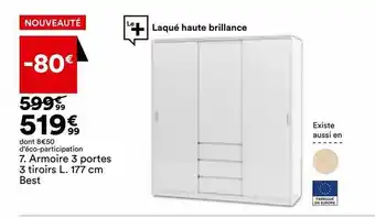 BUT Armoire 3 portes 3 tiroirs l.177 cm best offre