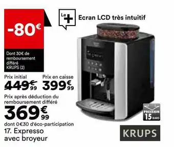 BUT Expresso avec broyeur krups offre