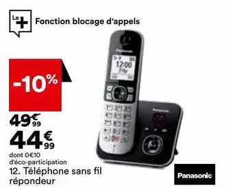 BUT Téléphone sans fil répondeur panasonic offre