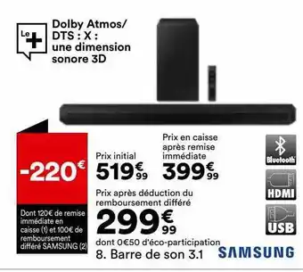 BUT Barre de son 3.1 samsung offre