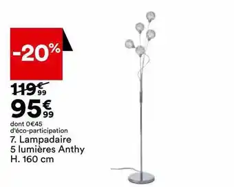 BUT Lampadaire 5 lumières anthy h.160 cm offre