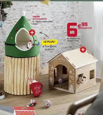 Gifi Niche sapin chat-chien, maison en carton chat offre
