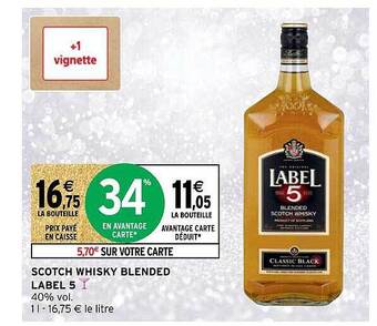 Intermarché Express Scotch whisky blended label 5 offre