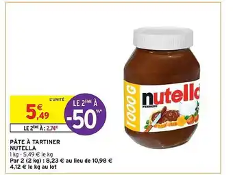 Intermarché Express Pâte à tartiner nutella offre