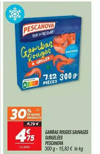 Gambas rouges sauvages surgelées pescanova