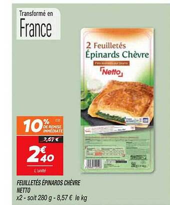 Netto Feuilletés épinards chèvre netto offre