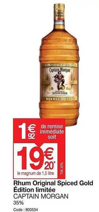 Promocash Rhum original spiced gold édition limitée captain morgan offre