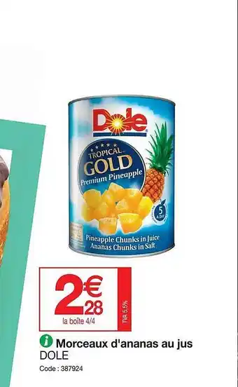 Promocash Morceaux d'ananas au jus dole offre
