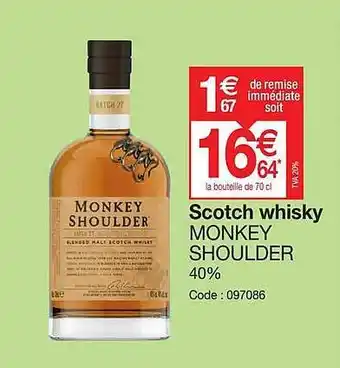 Promocash Scotch whisky monkey shoulder offre