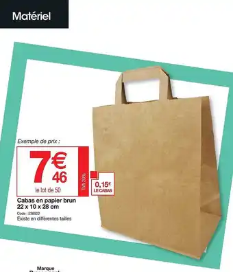 Promocash Cabas en papier brun 22 x 10 x 28 cm offre