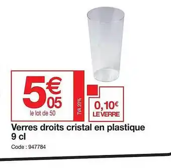 Promocash Verres droits cristal en plastique 9cl offre
