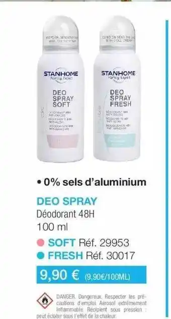 Stanhome Deo spray déodorant 48h offre