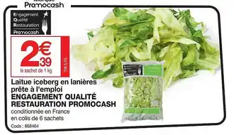 Promocash Laitue iceberg en lanières prête à l'emploi engagement qualité restauration promocash offre