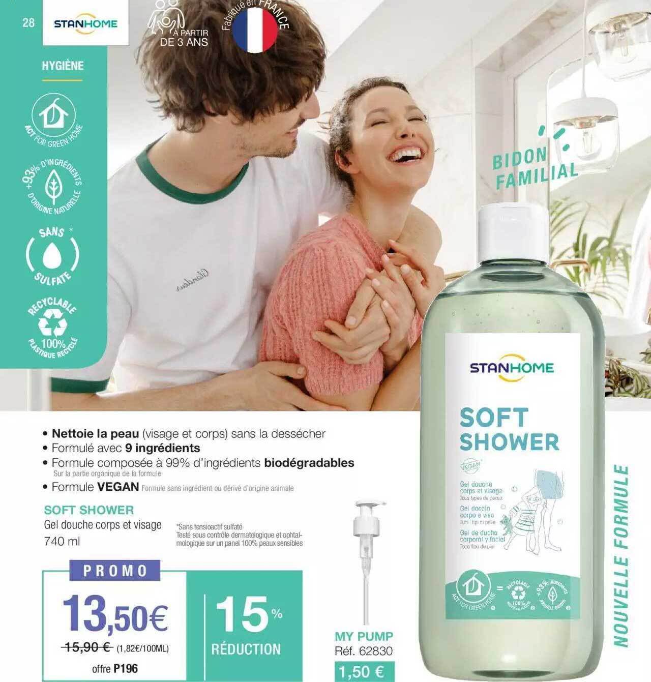 Promo Soft shower gel douche corps et visage chez Stanhome