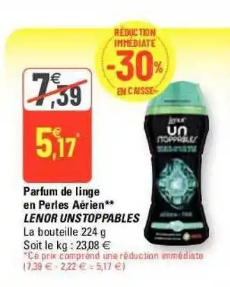 Parfum de linge en perles aérien lenor unstoppables