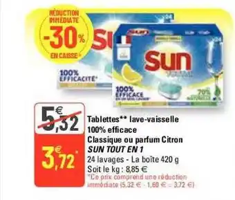 G20 Tablettes lave-vaisselle 100% efficace classique ou parfum citron sun tout en 1 offre