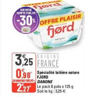 G20 Spécialité laitière nature fjord danone offre