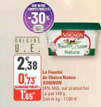 G20 Le fouetté de chèvre nature soignon offre