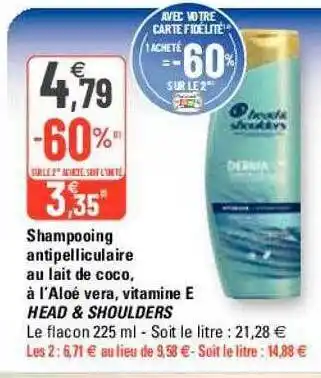 G20 Shampooing antipelliculaire au lait de coco, à l'aloé vera, vitamine e head & shoulders offre