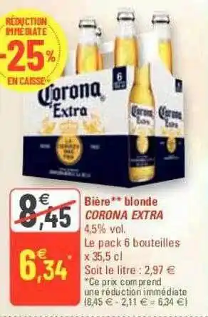 G20 Bière blonde corona extra offre