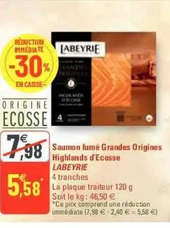 G20 Saumon fumé grandes origines highlands d'écosse labeyrie offre