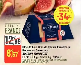 G20 Bloc de foie gras de canard excellence recette au sauternes maison montfort offre