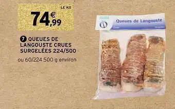 Queues de langoustes crues surgelées 224-500