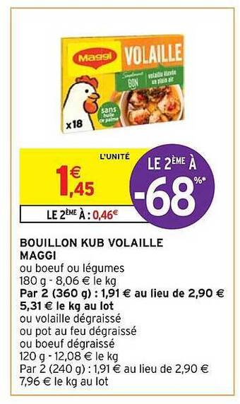 Intermarché Hyper Bouillon kub volaille maggi offre