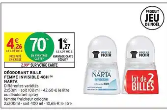 Intermarché Hyper Déodorant bille femme invisible 48h narta offre