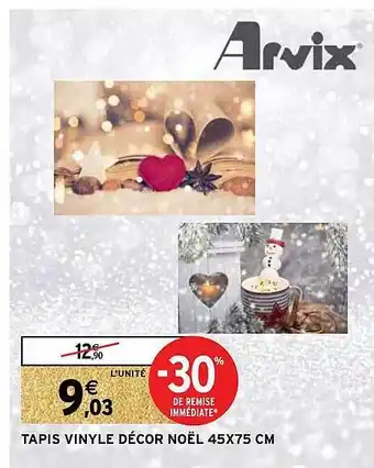 Intermarché Hyper Tapis vinyle décor noël 45 x 75 cm arvix offre