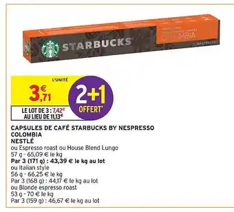 Intermarché Hyper Capsules de café starbucks by nespresso colombia nestlé offre