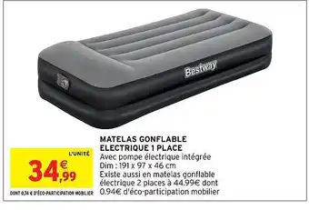 Intermarché Hyper Matelas gonflable électrique 1 place bestway offre
