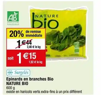 Migros Epinards en branches bio nature bio 20% de remise immédiate offre