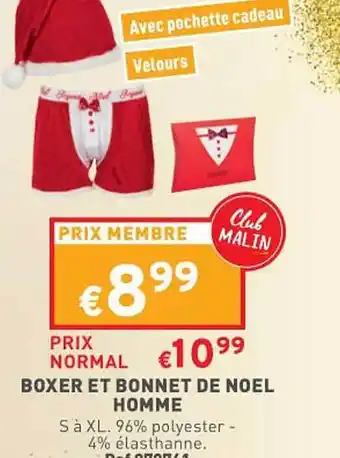 Trafic Boxer et bonnet de noël homme offre