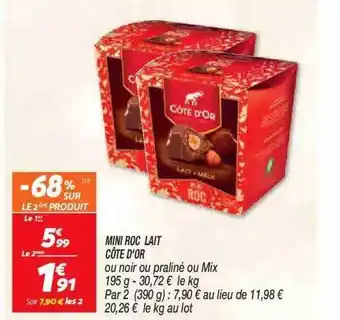 Netto Mini roc lait côte d'or offre