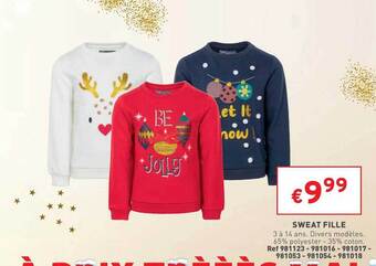 Trafic Sweat fille offre