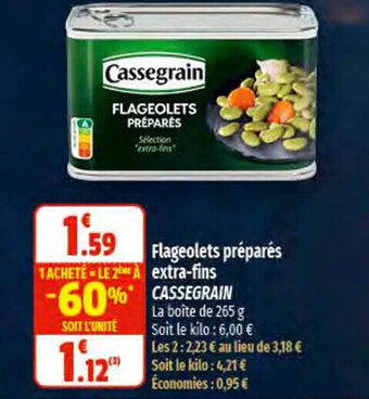 Coccinelle Express Flageolets Préparés Extra-Fins Cassegrain offre