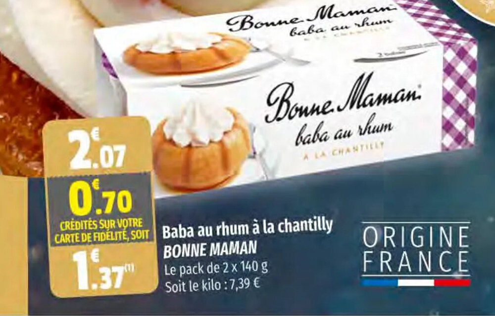 Promo Baba au Rhum à La Chantilly Bonne Maman chez Coccinelle Express